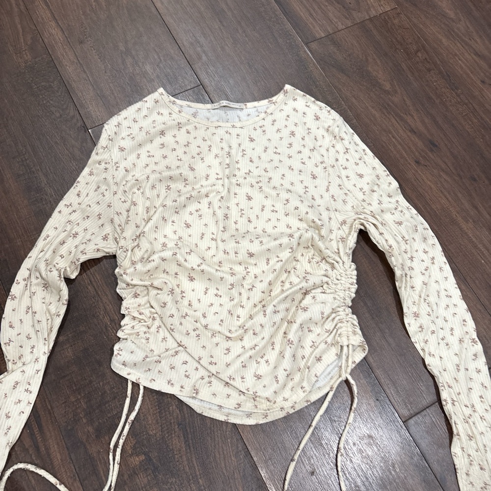 Floral Cream Ruched Women's Top